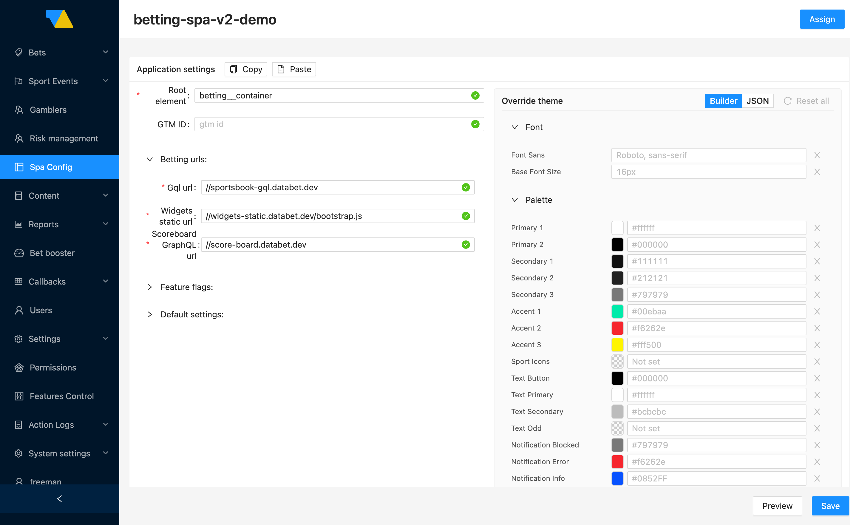 SPA Config editor